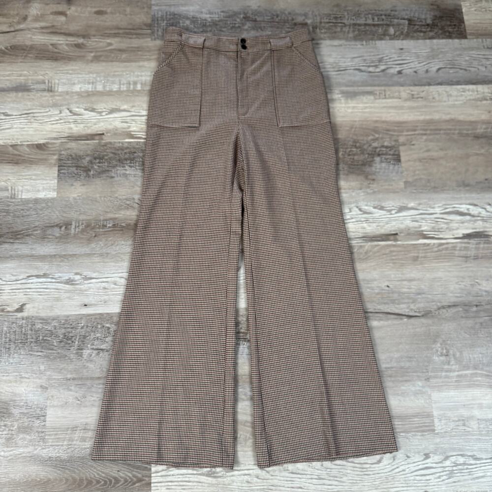 Free People Houndstooth Wide Leg High Rise Trousers Dark Academia Office Fall 10